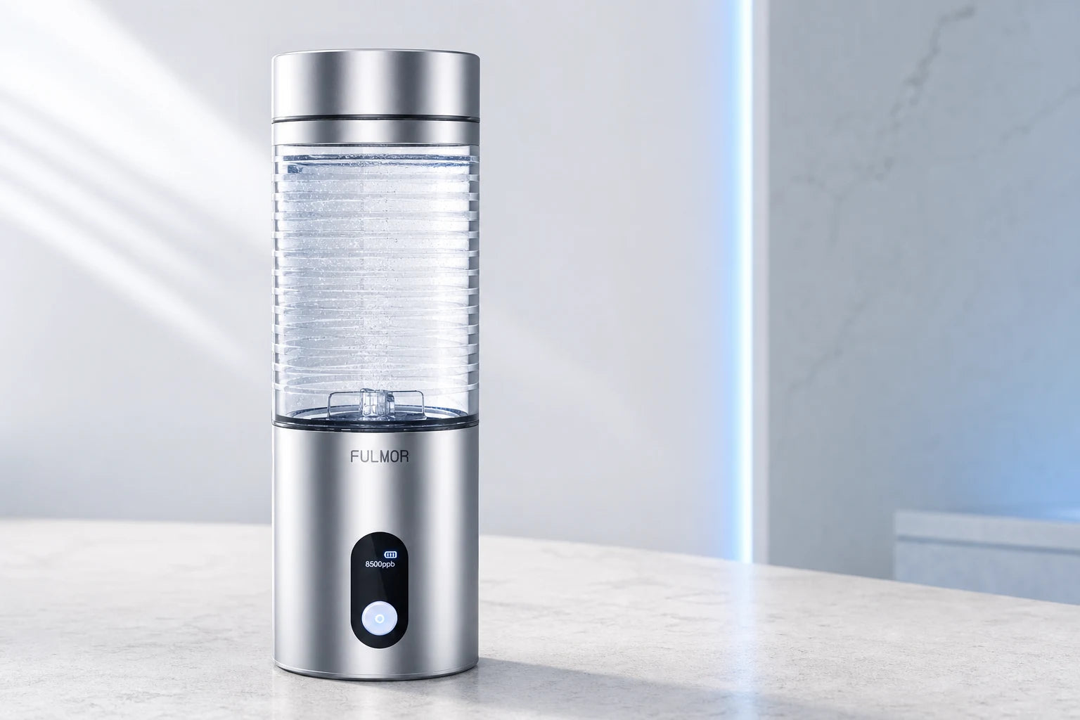 Fulmor molecular hydrogen water bottle running its first cycle